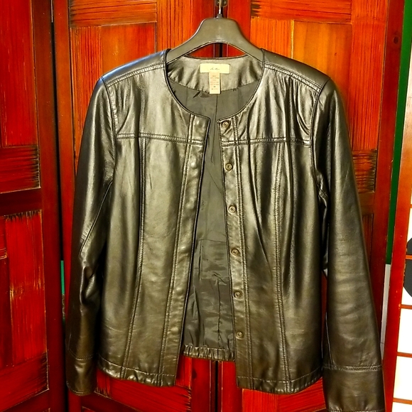Black leather jacket by i.e. size medium - Picture 1 of 3